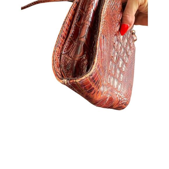 Brahmin Alena pecan brown embossed crossbody small bag purse - Picture 7 of 12